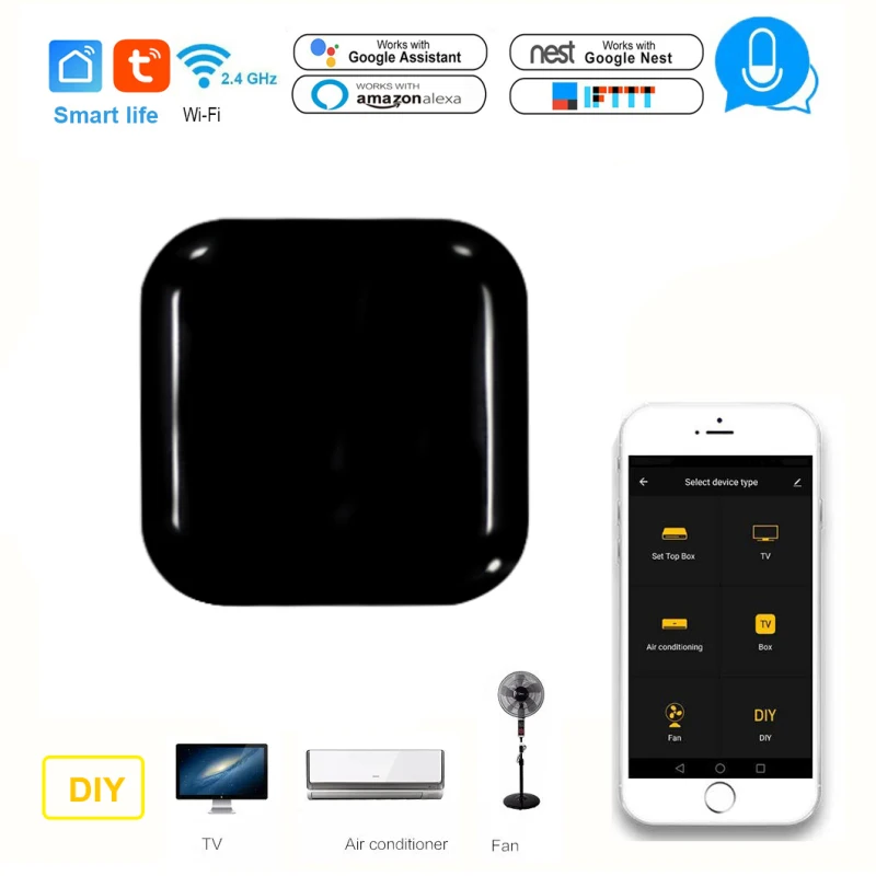 

Smart Wireless Tuya WiFi-IR Remote Controller Tuya Smart Home Life APP WiFi Infrared Remote Air Conditioner TV WiFi-IR Remote