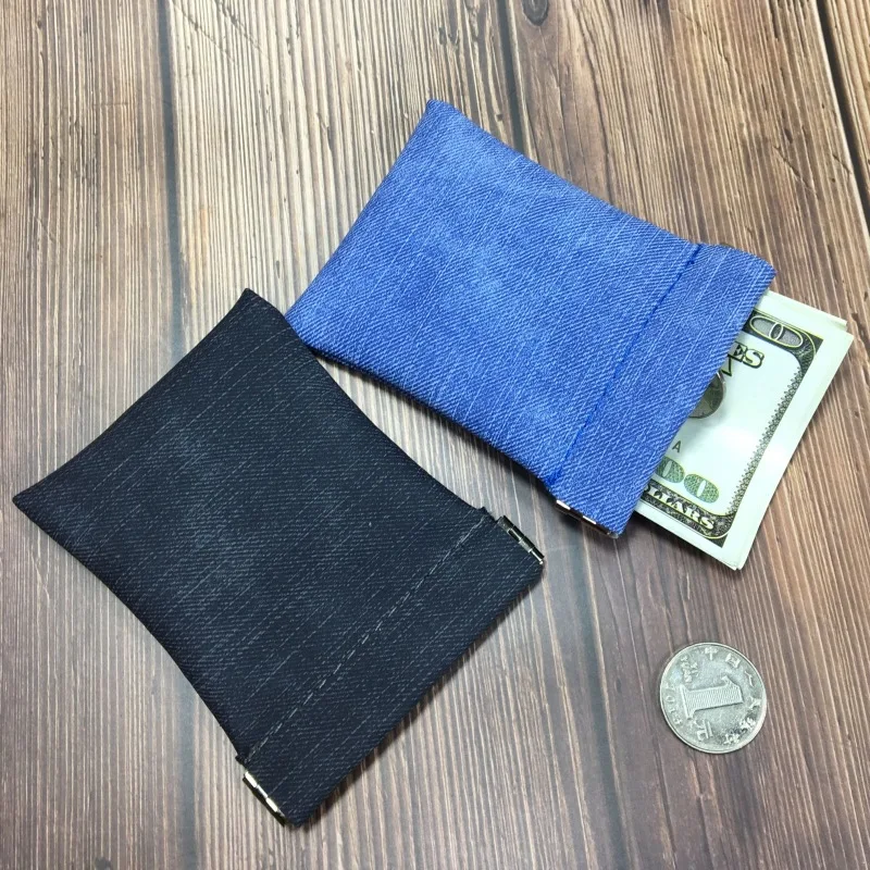 Винтажный Однотонный мужской кошелек, маленький мини-кошелек, кошелек для монет, имитация джинсовой ткани, деловая сумка, Подарочный кошелек для маленьких вещей