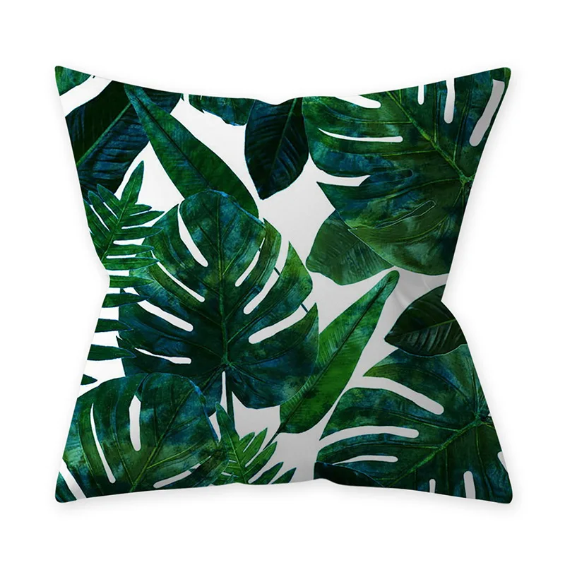 Decoration Print Leaf Green Plant Throw Pillow for Sofa Home Decorative Pillowcase