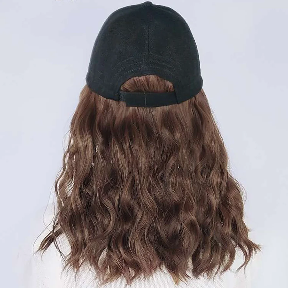 

Synthetic Hair Wig Baseball cap wig 12 inches Connect Hat Wig Adjustable For woman Hair Wig hat deep wave human hair wig hat 1pc