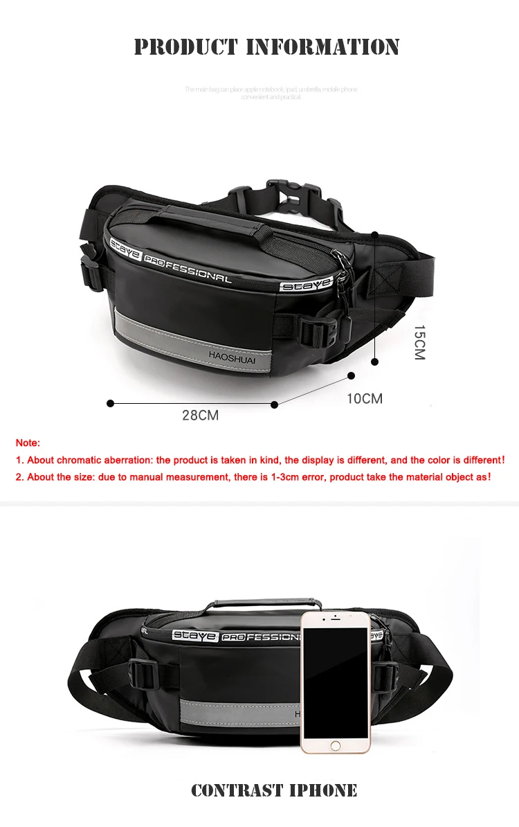 Водонепроницаемая Мужская поясная сумка, модная, унисекс, поясная сумка, Светоотражающая полоса, для спорта на открытом воздухе, нагрудная сумка, повседневная, для путешествий, Мужская поясная сумка