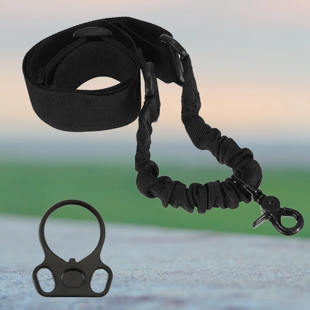 

2pcs Single Point Sling Black Durable Adjustable Bungee Sling Plate Mount Gear Single Point Sling for