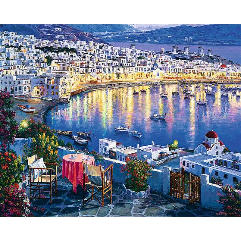 

SELILALI Seaside Venice Landscape Oil Picture By Numbers Kits For Adults Hand Painted Home Decor Framed Acrylic Drawing Canvas