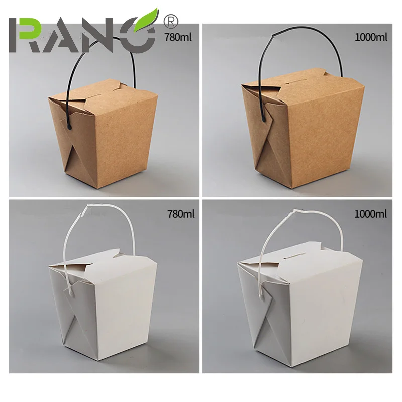 RANO RN-LB02 Горячая крафт-бумага белый картон одноразовый ланчбокс для ресторана