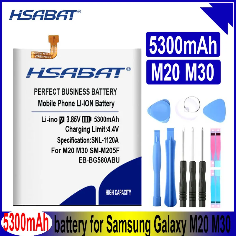 HSABAT EB BG580ABU 5300mAh Battery for Samsung Galaxy M20 M30 SM M205F
