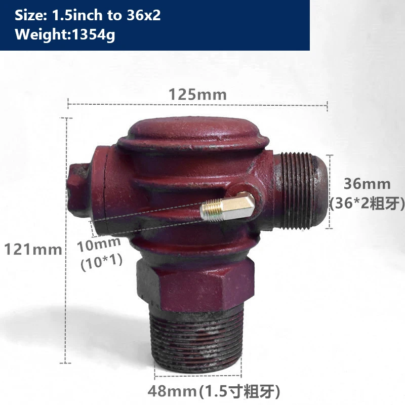 Воздушный компрессор теплоотвод обратный клапан чугунный внутренний/мужской пневматический клапан обратного клапана коннектор безмасляный компрессор - Цвет: 1.5inch to 36x2