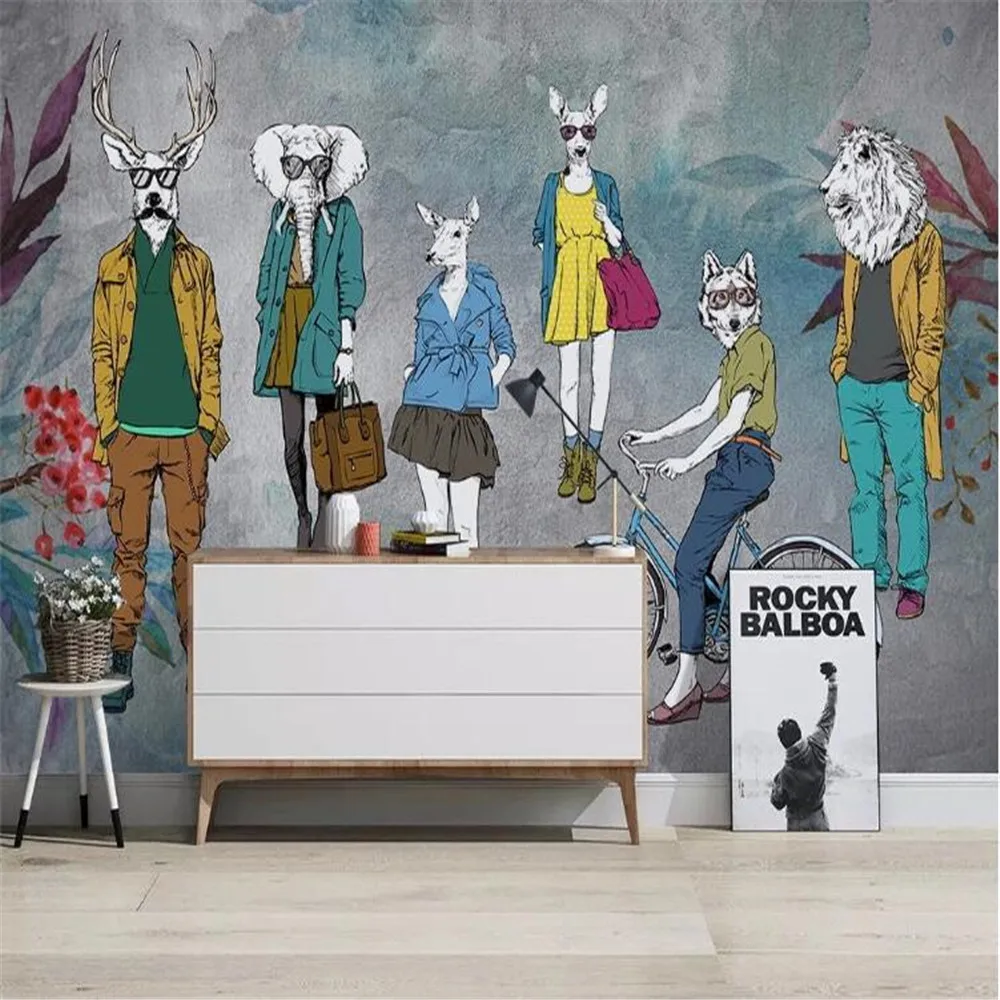 

milofi factory custom wallpaper mural 3D hand-painted animal Mr. Nordic background wall decoration painting