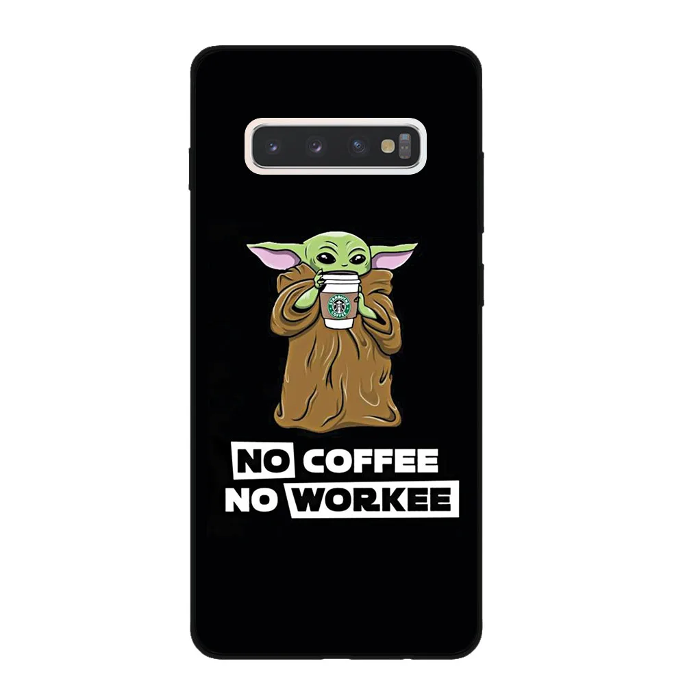 Black-T9021 Милая задняя крышка для samsung Galaxy S7 Edge S8 S9 S10 S11 Plus Lite S11E S10E Note 10 Pro, черные силиконовые чехлы для телефонов - Цвет: Black-T9021