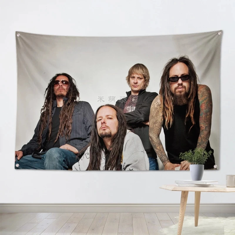 &quotKORN&quot Rock Music Hanging Cloth Wall Art Band Flag Banner Canvas Printing Stickers Tapestry Mural Living Room Decor | Дом и сад