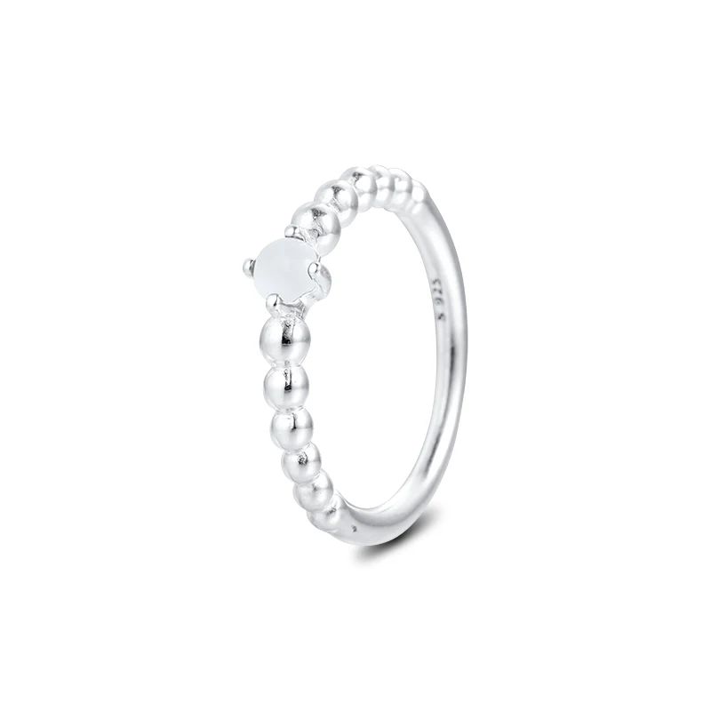100% Стерлинговое Серебро 925 пробы ювелирные изделия молочно-белое бисерное кольцо