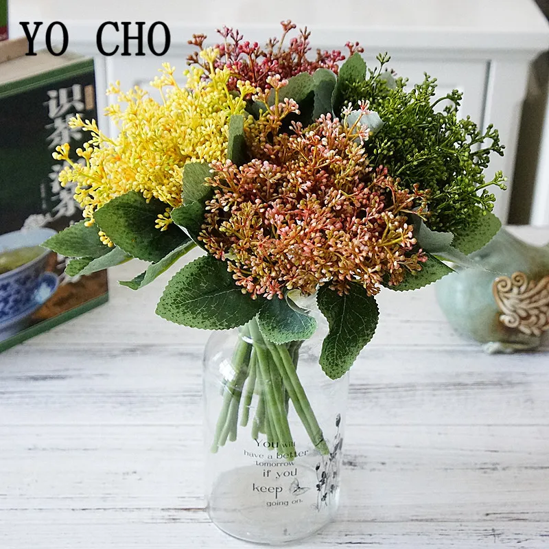 Artificial Rice Spike Grass Plants DIY Handmade Faux Green Grass Christmas Decoration Plants Fake Plant Flower Home Table Decor