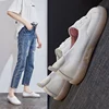 Large Size Genuine Leather Casual Shoes Women Sneakers Cowhide Vulcanized  Shoe Autumn Comfortable Flats Female White Sneaker 41 ► Photo 3/6