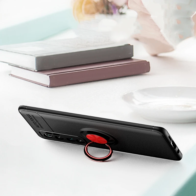 Чехол для Xiaomi Mi Note 10 Lite кольцо на палец магнитный кронштейн мягкий силиконовый