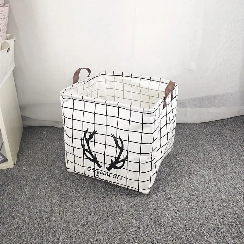 White plaid MICCK складная корзина для белья, корзина для хранения, коробка для хранения бочек для детей, для мелочей, книга, игрушки, держатель, домашний контейнер, органайзер, сумка - Цвет: White plaid