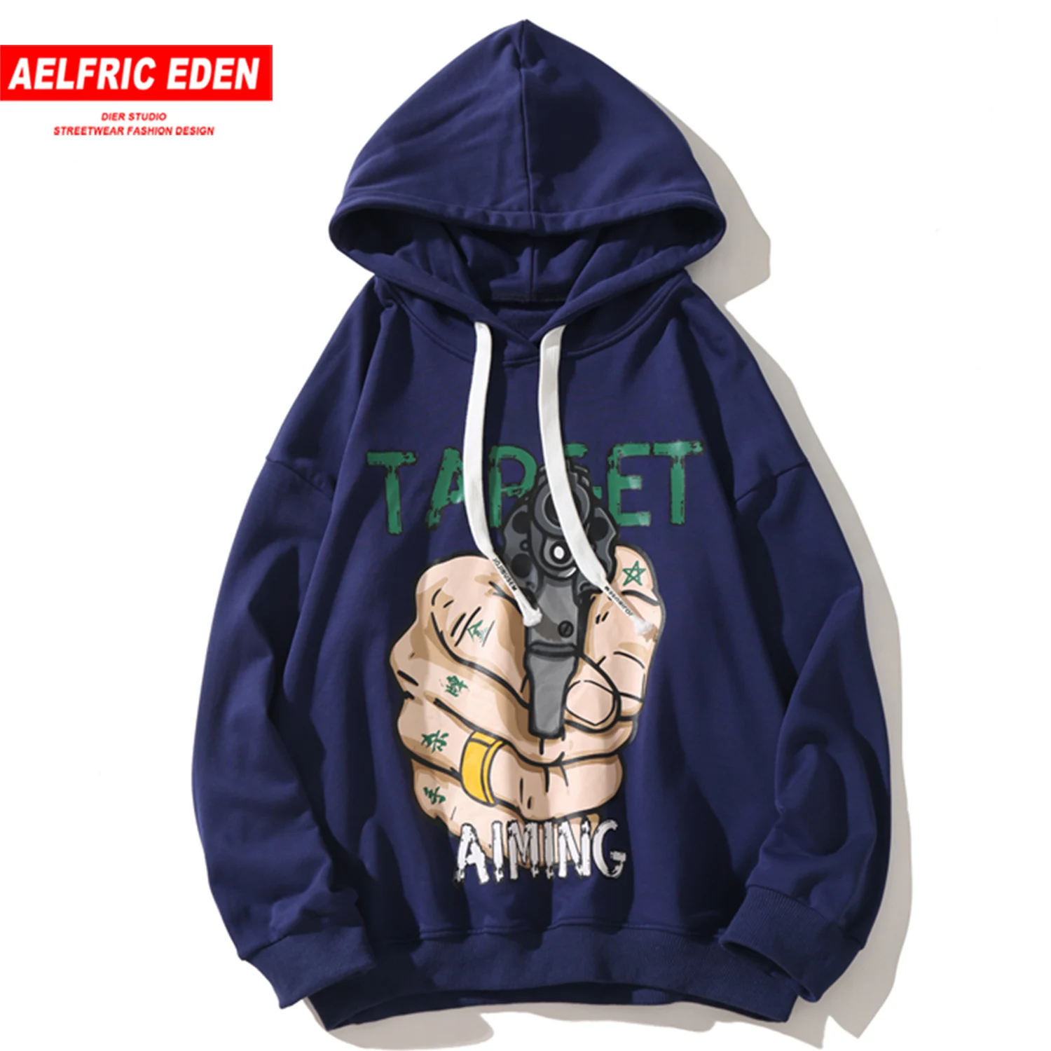 Aelfric Eden Gunman с буквенным принтом, Мужская толстовка, Модный пуловер в стиле хип-хоп,, уличная, Harajuku, Повседневный хлопковый с капюшоном, толстовки