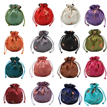 

1pc Traditional Silk Travel Pouch Classic Chinese Embroidery Jewelry Packaging Bag Organizer Handbags M5TE