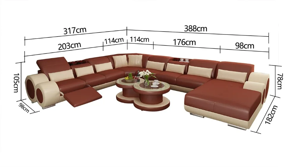 Секционный диван для гостиной Дубаи, современная мебель из Кантонской ярмарки, высококачественный черный кожаный диван