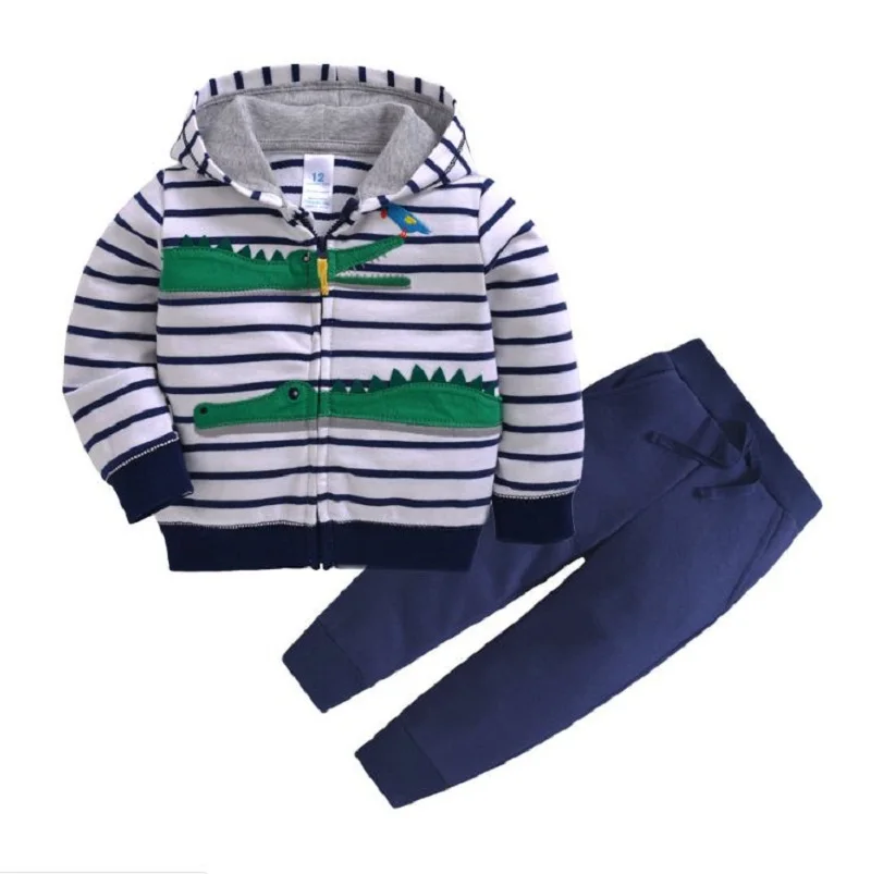 Куртка с длинными рукавами и капюшоном с изображением единорога+ штаны Одежда для маленьких девочек г. Осенняя одежда для мальчиков Одежда для младенцев хлопковый комплект из 2 предметов для малышей