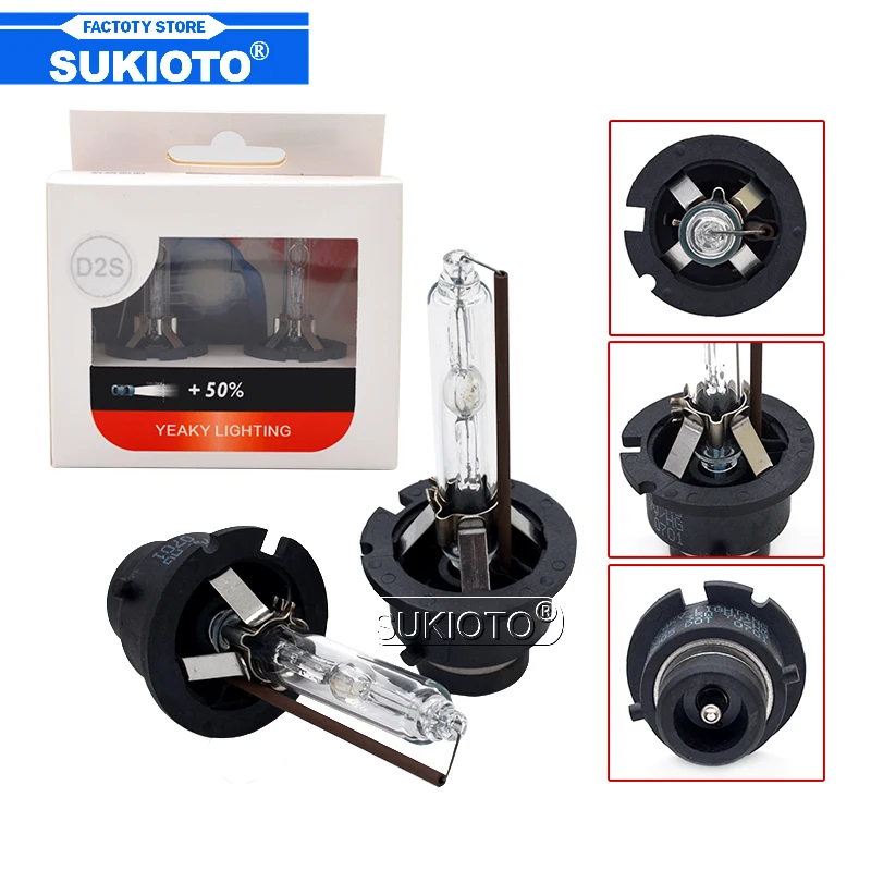 SUKIOTO Original Premium AC 35W Yeaky HID Xenon Bulb D1S D2S D3S D4S 4500K 5500K 6500K D2R D4R Auto Car Headlight Xenon Bulbs