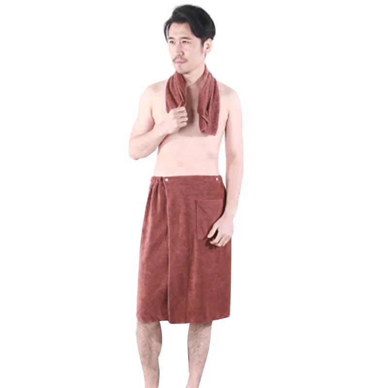 Переносное волшебное банное полотенце с карманами, мягкое пляжное одеяло, юбка для душа, спортивное полотенце s для спортзала, для мужчин MJJ88 - Цвет: brown