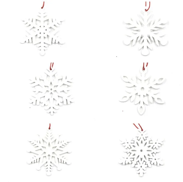 4-6 шт./лот белая Снежинка деревянная вешалка Xmas tag креативный кулон детский сад украшение дома украшения игрушка ручной работы сад - Цвет: 6PCS white snow