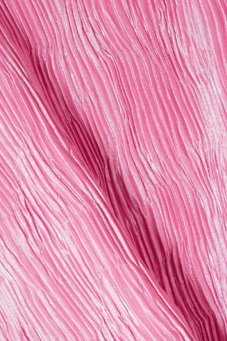 Pink Женское платье с рукавом-фонариком и круглым вырезом, однотонные вечерние мини-платья в складку - Цвет: Pink