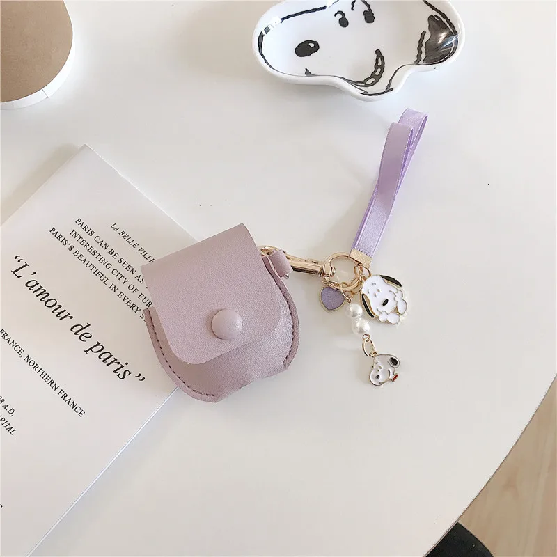 Милый кожаный защитный чехол ins для AirPods 1/2 хлебный Брелок «клубника» Bluetooth, беспроводной зарядный чехол для наушников, Подарочный чехол - Цвет: Фиолетовый