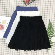 Женские однотонные повседневные плиссированные юбки с завышенной талией, шифоновые милые юбки Bestie, Необычные студенческие тонкие, корейский стиль преппи, летние