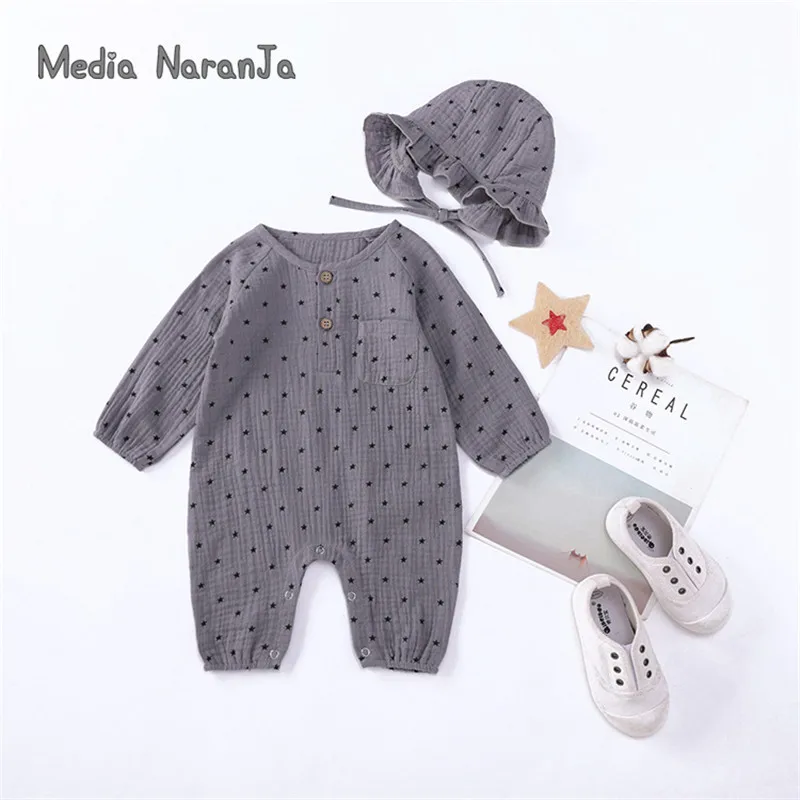 autumn new baby long-sleeved cotton jumpsuit newborn autumn children's clothing romper with hat