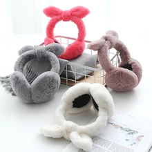 Fashion Women Fur Winter Ear Warmer Earmuffs Cute Bow Ear Muffs Rabbit Ears Earlap Soft Plush Earmuffs