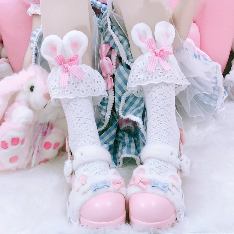 Cosplay&ware Pink Girls Kawaii Lolita Socks Cute Rabbit Ears Bowknot Japanese Gothic Lace Ruffles Stocking Cotton Cosplay -Zentai shop online Hd05a9d3244db4de98466495d15c1b209V.jpg