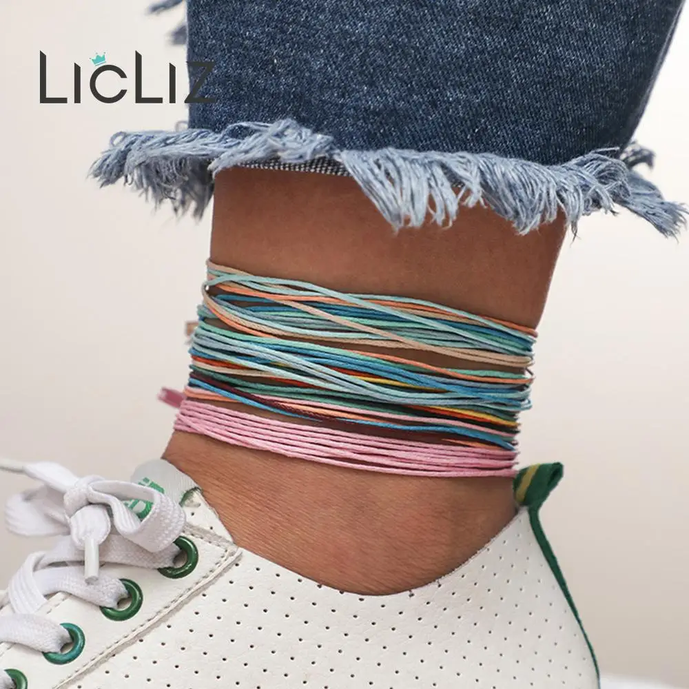 

LicLiz 2019 Fashion Cute Braided Rope Wrap Bracelet Set for Women 6 Colors 1 Set Handmade Weave Bracelet Pulseras LPB0498C