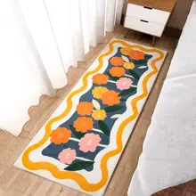 

140cm Bedside Long Carpet Flower Pattern Carpets Non-slip Living Room Floor Mat Stripe Area Rugs Bedroom Soft Mat For Home Decor