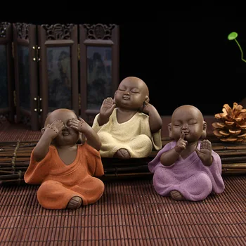 

Ceramic Purple Sand Pottery Buddha Tea Pet Zen Monk Home Decoration Furnishing Creative Gift Buddha Statues Decor