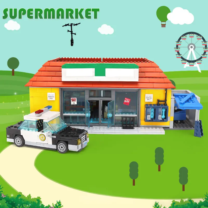 Кино архитектура Симпсоны Kwik-E-Mart модель совместима с 71016 16004 строительные блоки набор детский подарок игрушки Кирпичи