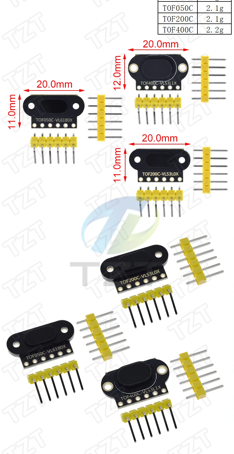 VL6180/VL53L0X/VL53L1X Zeit von Flug (ToF) laser Ranging Sensor Modul TOF050C TOF200C TOF400C 50CM/2M/4M IIC Für Arduino STM32 – Detail 6
