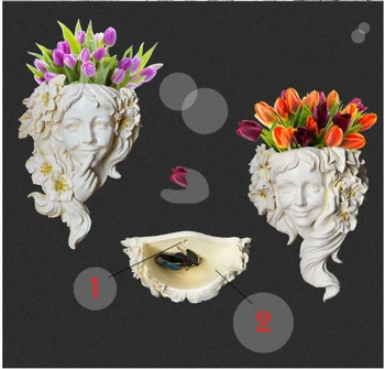 

Wall Vases Crafts Flower Pots Planters Home Decoration Gift Garden Planter Ornament Western Goddess Resin Thinking Fairy Wedding