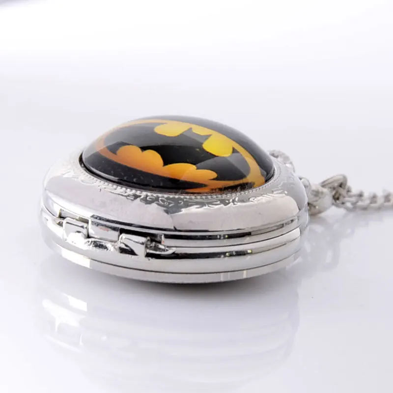 IBEINA Batman Theme Full Hunter Quartz Engraved Fob Retro Pendant Pocket Watch Chain Gift