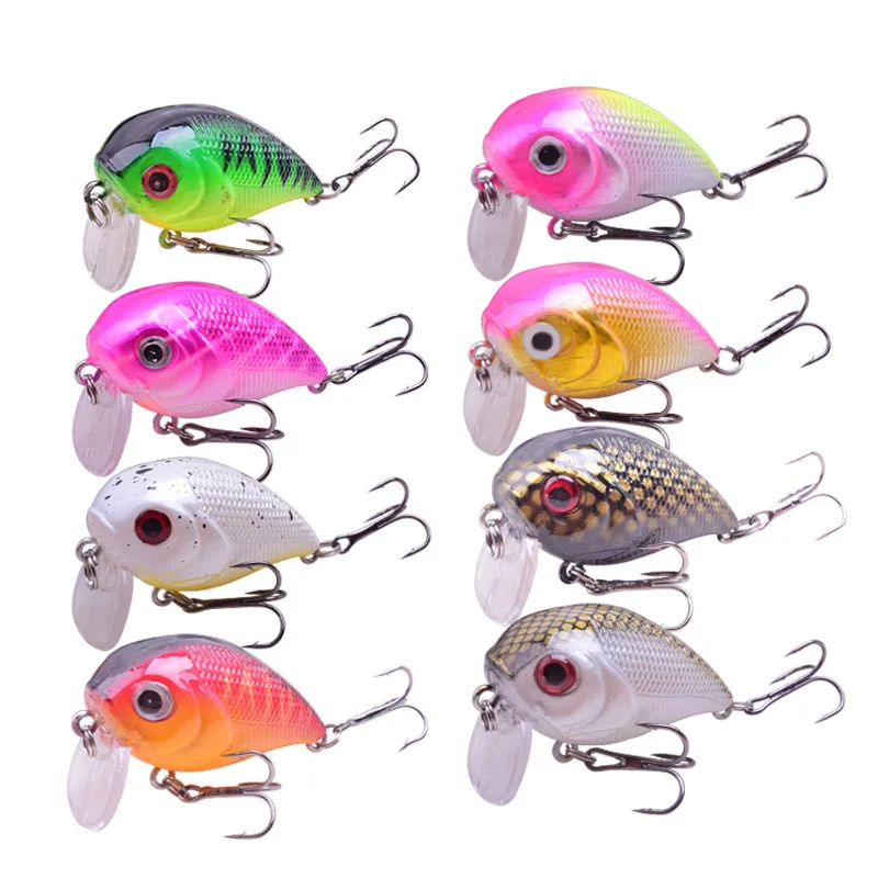 Fishing Lure Fishing Tackle Fishing Bait 1Pcs Crank Minnow Fishing Lure 40mm 8g Floating Wobblers Artificial Hard Bait With Treble Hooks Crankbait for Bass Carp