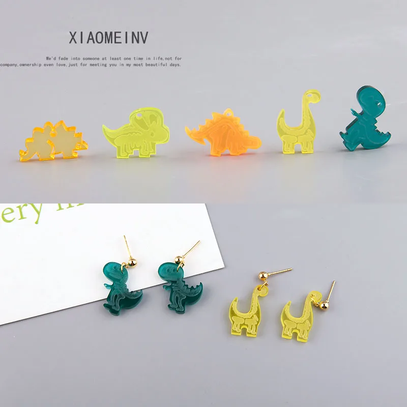 

10pcs diy handmade accessories fun acrylic small dinosaur three-dimensional earrings bag accessories materials