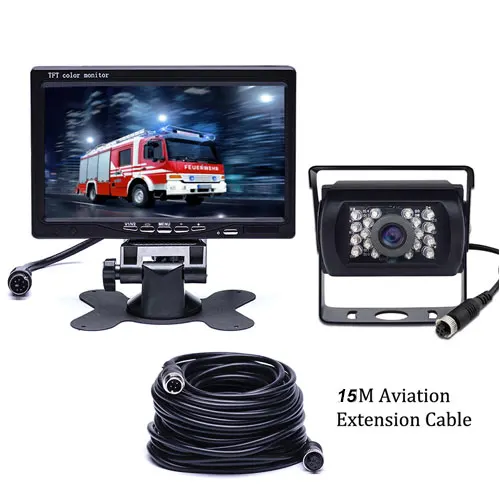 Camecho Автомобильный HD 800x480 7 дюймов цветной TFT ЖК-экран заднего вида монитор для грузовика автобуса автомобиля с ИК-пультом дистанционного управления - Цвет: 1 Camera(15 meters)