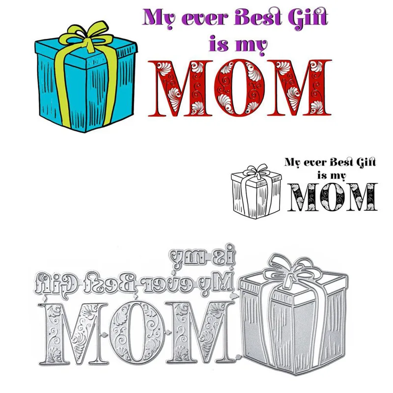 

DiyArts Mom Gift Metal Cutting Dies Birthday Gift Box for Card Making Scrapbooking Dies Embossing Cuts Stencil Craft New