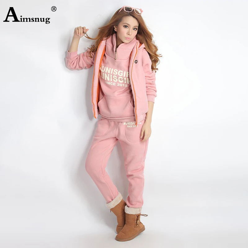 

Aimsnug Plus Size 5xl 6xl 2019 Winter Plus Velvet Three-piece Leisure Female Suit Ladies Hooded Sweater Sports Suit women's Sets