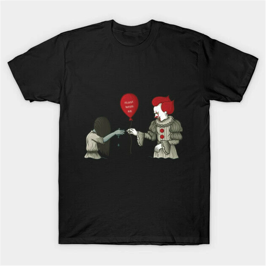 Pennywise & Samara It надувной круг со мной забавная черная футболка на Хэллоуин Personality