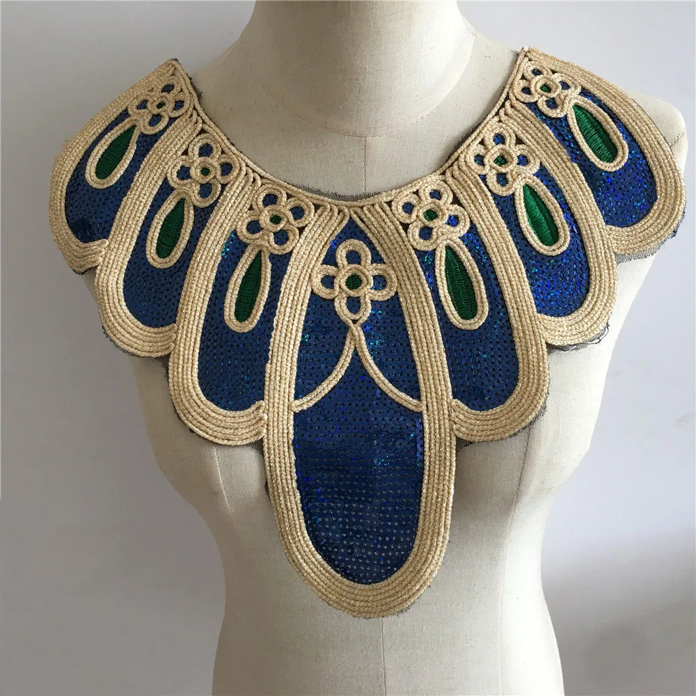Fashion Lace Collar DIY Lace Fabric Embroidered Sequin Collar Decoration Clothes Neckline Sewing Accessories