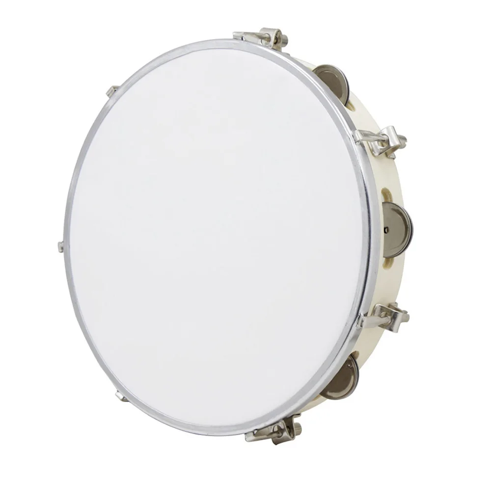 Durable 10 Inch Tambourine Percussion Drum Wooden Hand Held Tambourine Drum Bell Instrument For Kids Musical Educational Toys
