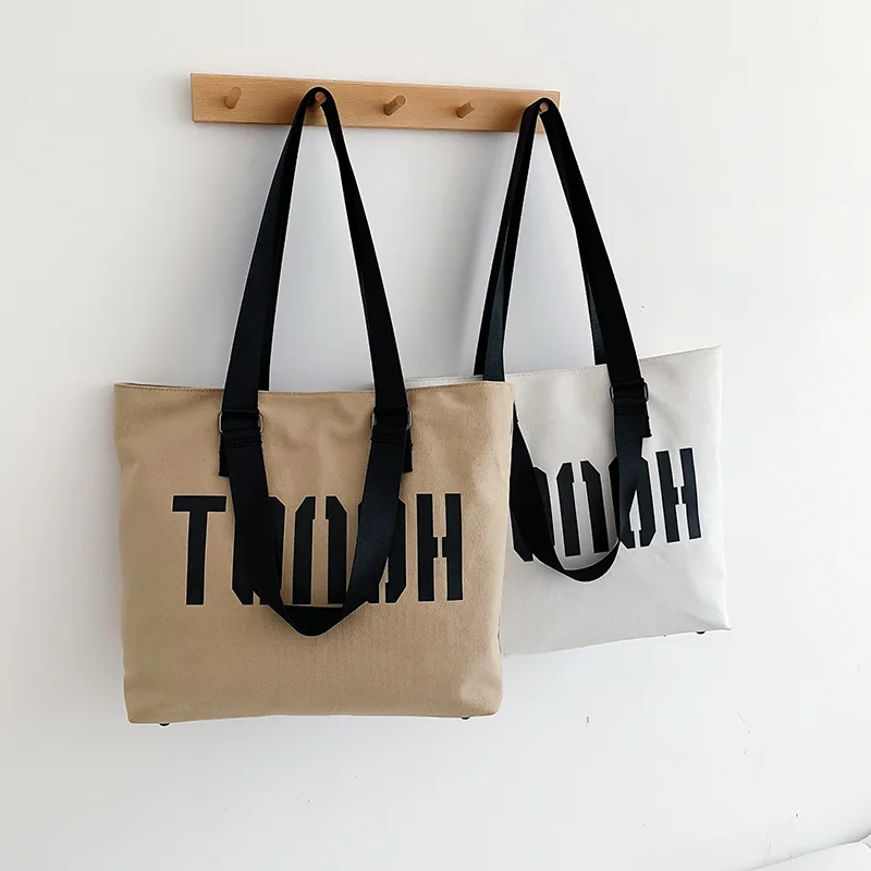 Большая женская сумка новая стильная модная повседневная универсальная Холщовая Сумка с буквенным принтом INS Большая объемная Студенческая Портативная сумка на плечо