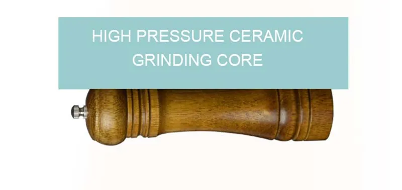 Salt and Pepper Mill, Solid Wood Pepper Mill with Strong Adjustable Ceramic Grinder 5" 8" 10"- Kitchen Tools