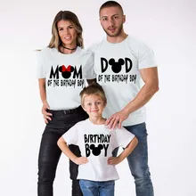 Одинаковая одежда для всей семьи с изображением мышки; футболки «Мама и я»; одежда для дня рождения; футболка с короткими рукавами для мальчиков; одинаковые комплекты; Подарочная футболка