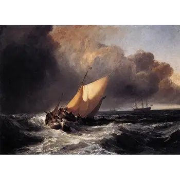 

10 Hand Painted Art Paintings by College Teachers - Dutch Boats in a Gale Turner seascape Romanticism - Oil Painting on Canvas